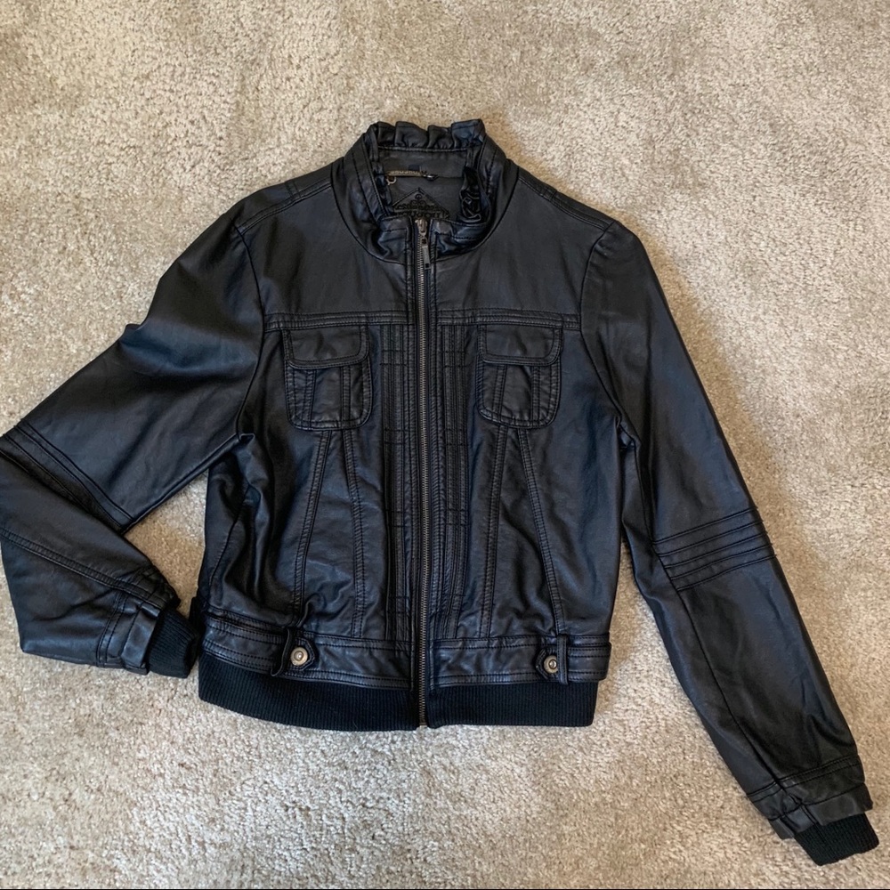 Moto-inspired jacket in faux leather
